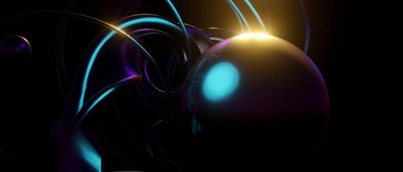 Colorful Abstract Shapes Irridescent Blue Purple Banner Background Wallpaper 3D Render