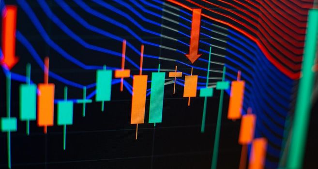 Economy trends background for business idea . Financial graph on technology abstract background represent financial crisis