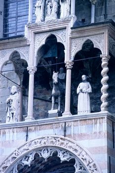 Part of facade from Basilica of Santa Maria Maggiore, Cappella Coleoni, Piazza Duomo, Bergamo Alta Citta, Italy