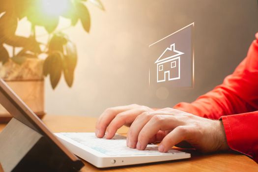 Businessman using computer laptop  for trading forex exchange and money transfer by use technology concept.