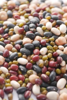 close up of mixed beans in a bowl .