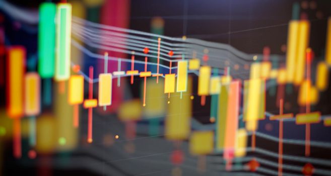 Trading graph in graphic concept with copyspace suitable for financial investment or Economic trends business idea