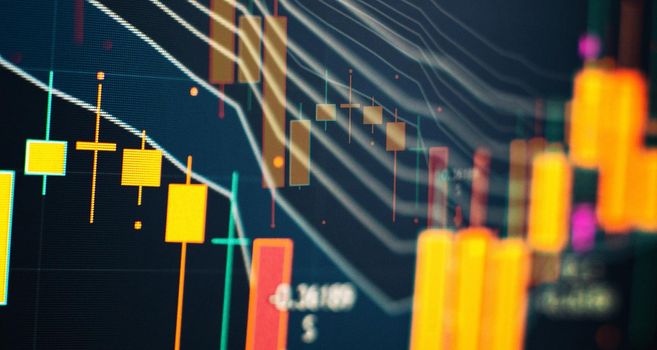 Trading graph in graphic concept with copyspace suitable for financial investment or Economic trends business idea