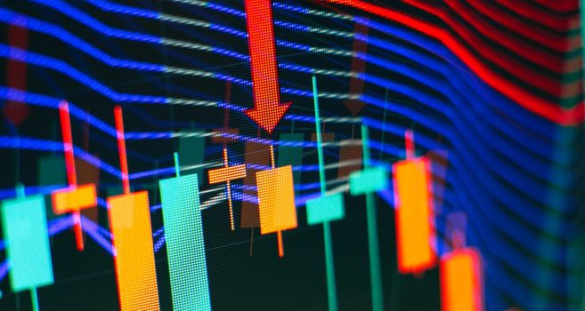 Economy trends background for business idea . Financial graph on technology abstract background represent financial crisis