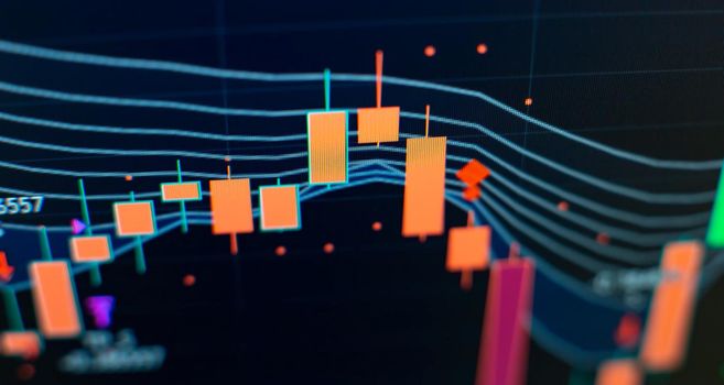 Trading graph in graphic concept with copyspace suitable for financial investment or Economic trends business idea