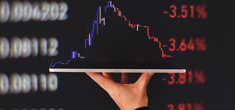 Market economy graph statistic showing growth of profit analyzing financial exchange on increase digital money background with trade chart finance data