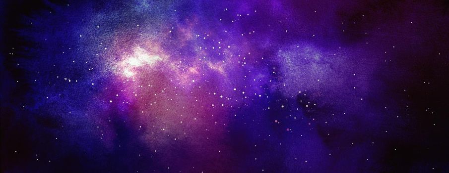 Cosmic illustration. Beautiful colorful space background. Watercolor