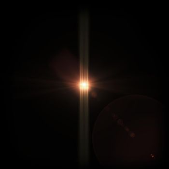 Light Lens flare on black background. Lens flare with bright light isolated with a black background. Used for textures and materials.