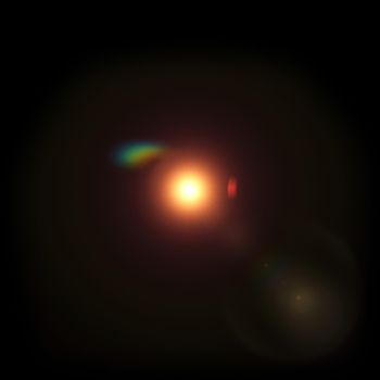 Light Lens flare on black background. Lens flare with bright light isolated with a black background. Used for textures and materials.