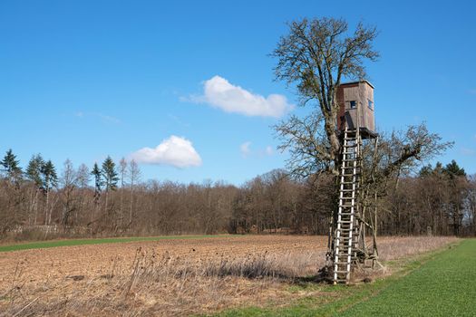 Panoramic image of deerstand against sky, Eifel Germany