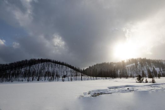 snow melting with mountains