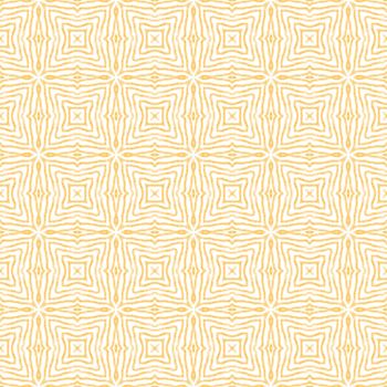 Ethnic hand painted pattern. Yellow symmetrical kaleidoscope background. Summer dress ethnic hand painted tile. Textile ready cool print, swimwear fabric, wallpaper, wrapping.