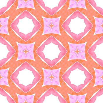 Mosaic seamless pattern. Orange unequaled boho chic summer design. Textile ready brilliant print, swimwear fabric, wallpaper, wrapping. Hand drawn green mosaic seamless border.