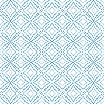 Textured stripes pattern. Blue symmetrical kaleidoscope background. Textile ready rare print, swimwear fabric, wallpaper, wrapping. Trendy textured stripes design.