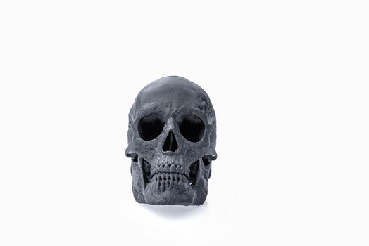skull black isolated on white background with shadow