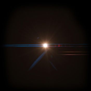 Light Lens flare on black background. Lens flare with bright light isolated with a black background. Used for textures and materials.