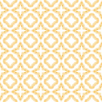 Geometric seamless pattern. Yellow symmetrical kaleidoscope background. Textile ready tempting print, swimwear fabric, wallpaper, wrapping. Hand drawn geometric seamless design.