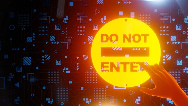 Do not enter stop entry tech digital background 3d render