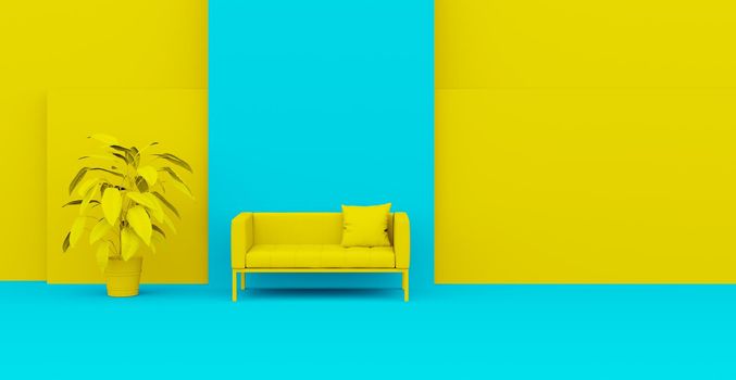 3d Abstract interior. Interior template. Bright color in the interior