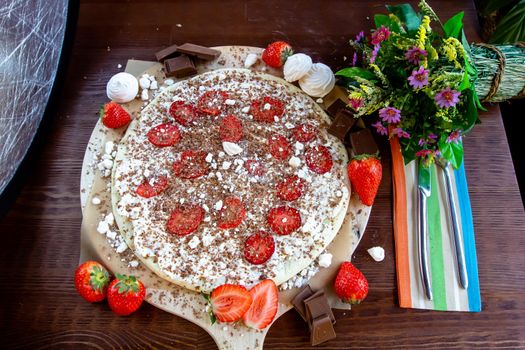 tasty sensation pizza with chocolate and strawberry and marguerita.