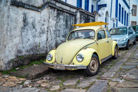 Diamantina, Brazil - March 2. 2022: streets of the city listed as a UNESCO World Heritage Site.