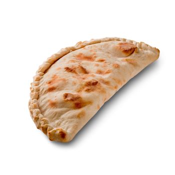 Cheburek, meat in dough isolated on white background. Copy space to place text, close up
