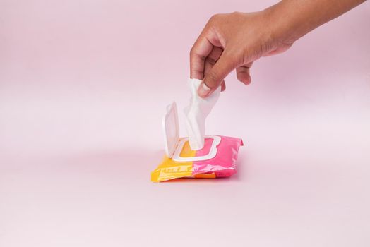 Cleansing wet wipes on table