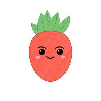 Cute cartoon strawberry with different emotions. Cute emoticons with different facial expressions.Funny emoticon in flat style