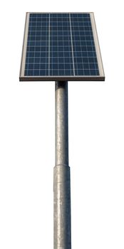 Isolated Solar Panel On A Stand Or Pole (For Street Lights), With A White Background