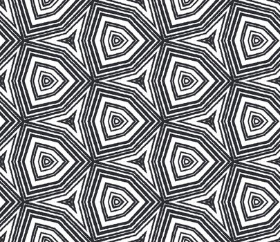 Exotic seamless pattern. Black symmetrical kaleidoscope background. Textile ready comely print, swimwear fabric, wallpaper, wrapping. Summer swimwear exotic seamless design.