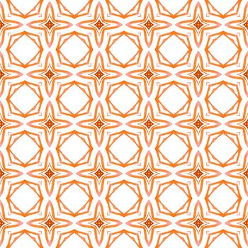 Mosaic seamless pattern. Orange adorable boho chic summer design. Hand drawn green mosaic seamless border. Textile ready favorable print, swimwear fabric, wallpaper, wrapping.