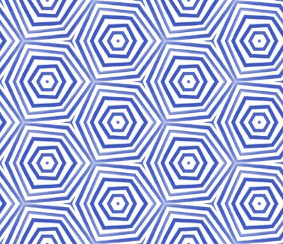 Geometric seamless pattern. Indigo symmetrical kaleidoscope background. Textile ready unusual print, swimwear fabric, wallpaper, wrapping. Hand drawn geometric seamless design.