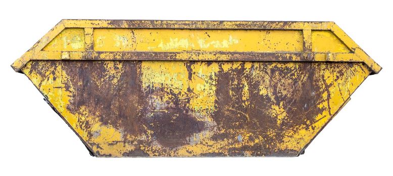A Weathered Old Skip (Dumpster) For Industrial Waste At A Construction Site