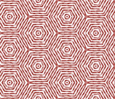 Tiled watercolor pattern. Wine red symmetrical kaleidoscope background. Hand painted tiled watercolor seamless. Textile ready decent print, swimwear fabric, wallpaper, wrapping.