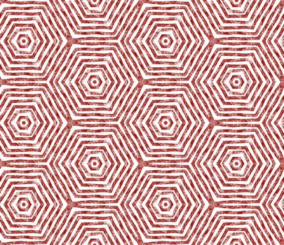 Tiled watercolor pattern. Wine red symmetrical kaleidoscope background. Hand painted tiled watercolor seamless. Textile ready decent print, swimwear fabric, wallpaper, wrapping.