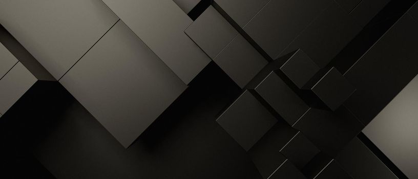 Abstract Luxurious Geometric Blocks Three Dimensional Charcoal Abstract Background 3D Illustration