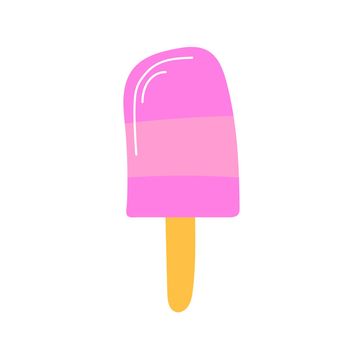 Summer pink holiday ice cream popsicle - hand drawn vector illustration isolated on white backgraund