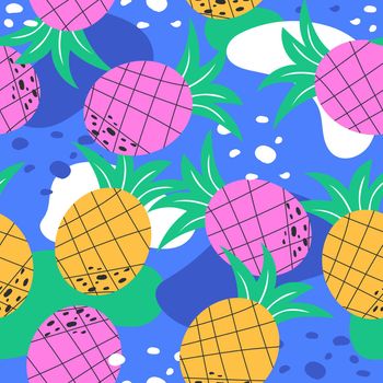 Seamless pineapple pattern. Cute pineapple pattern. Yellow and pink pineapple. Modern summer colors