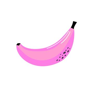 Hand drawn pink banana icon, hand drawn fruit illustration. Simple logo on isolated background.
