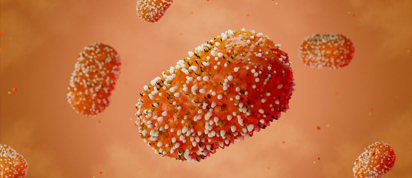 Monkeypox virus, infectious zoonotic disease 3D Render