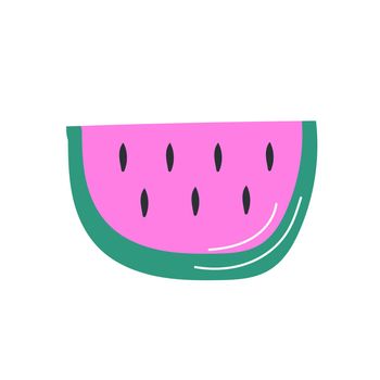Hand drawn doodle decor with funny watermelon. Colorful icon for prints, posters, T-shirt.