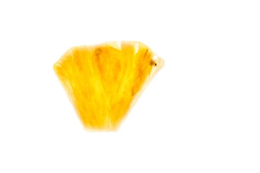 Pineapple chunk isolated on white background. Slice. Slose-up. Copy space