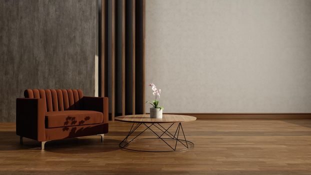 Classic Living Room Brown Colors 3d Render