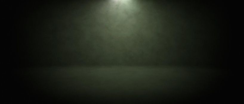 Empty scene with spotlight light. Asphalt with smoke. Empty Background 3d Render