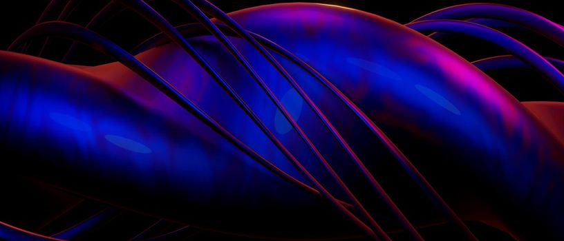 Creative Abstract Twirls Irridescent PurpleBlue 3D Background 3D Illustration
