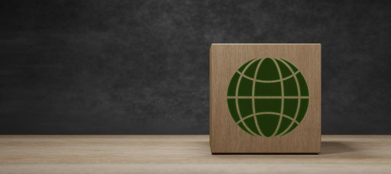 Green World Eco Sustainability Concept Wooden Block 3d Render