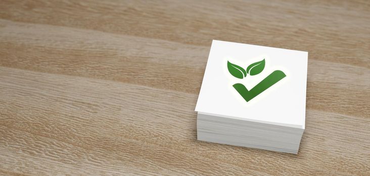 ECO Approve sign or symbol paper 3D Render