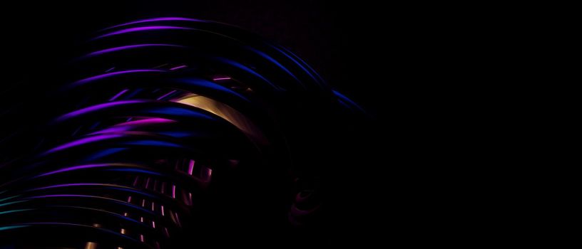 Fantasy Abstract 3D Metallic Neon Blue Purple Banner Background Wallpaper 3D Render