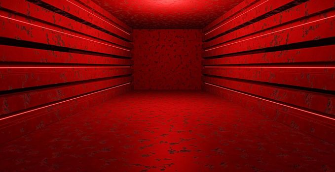 Futuristic Science Fiction Concrete Cement Wall Floor Underground Tunnel Red Abstract Background With Space For Products 3D Illustration