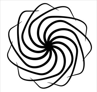 illustration, complex figure of curved lines in the form of a circle, symmetry monochrome figure in the form of a circle